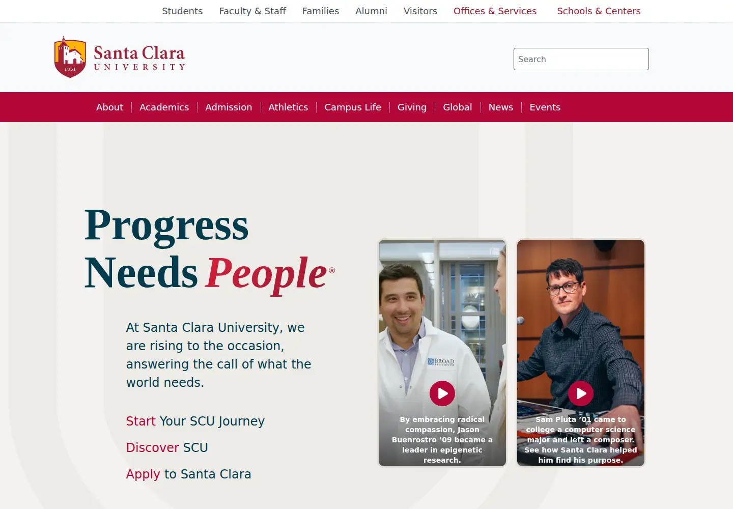 Screenshot of scu.edu