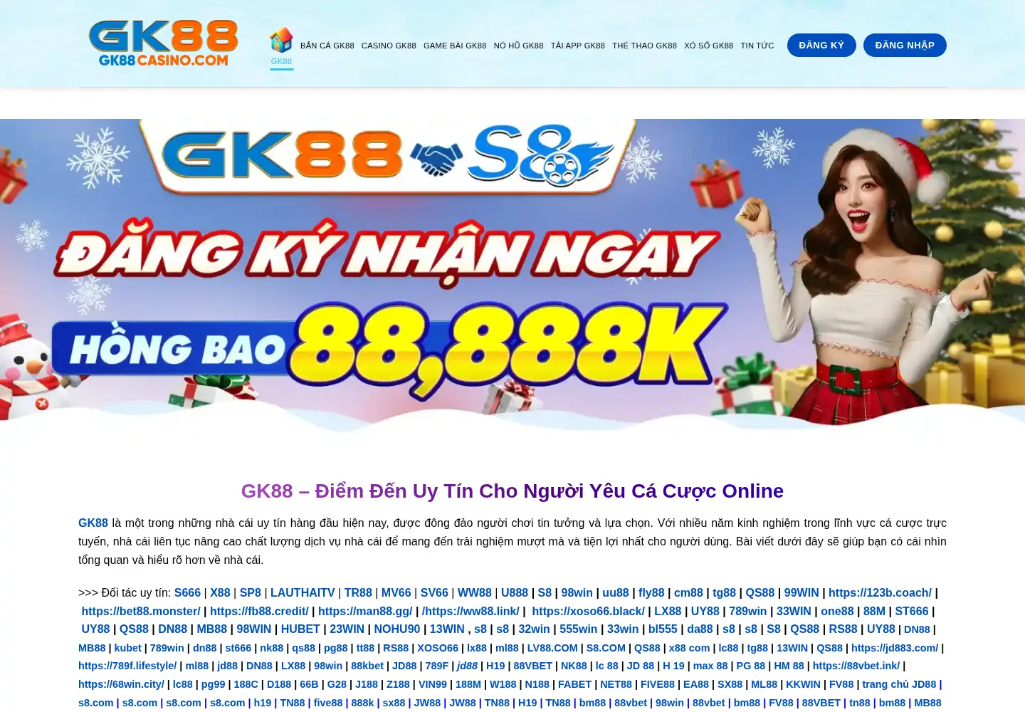 Captured homepage of gk88casino.com in the current scan