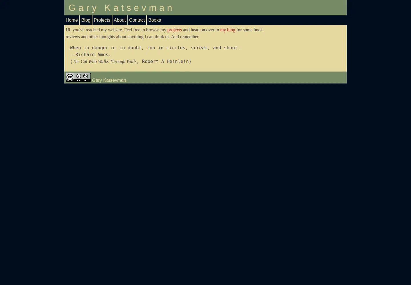 Captured homepage of gkatsev.com in the current scan