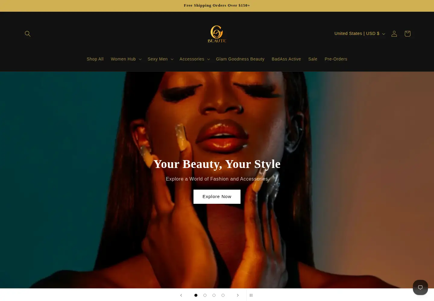 Captured homepage of glamgoodnessbeauty.com in the current scan