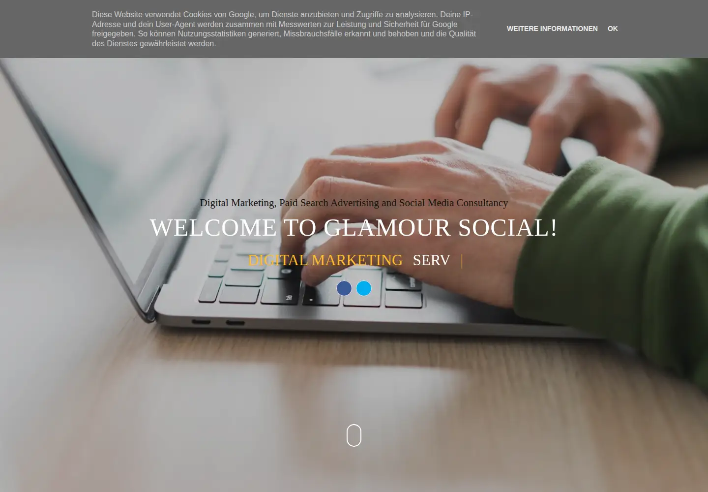 Captured homepage of glamour-social.com in the current scan