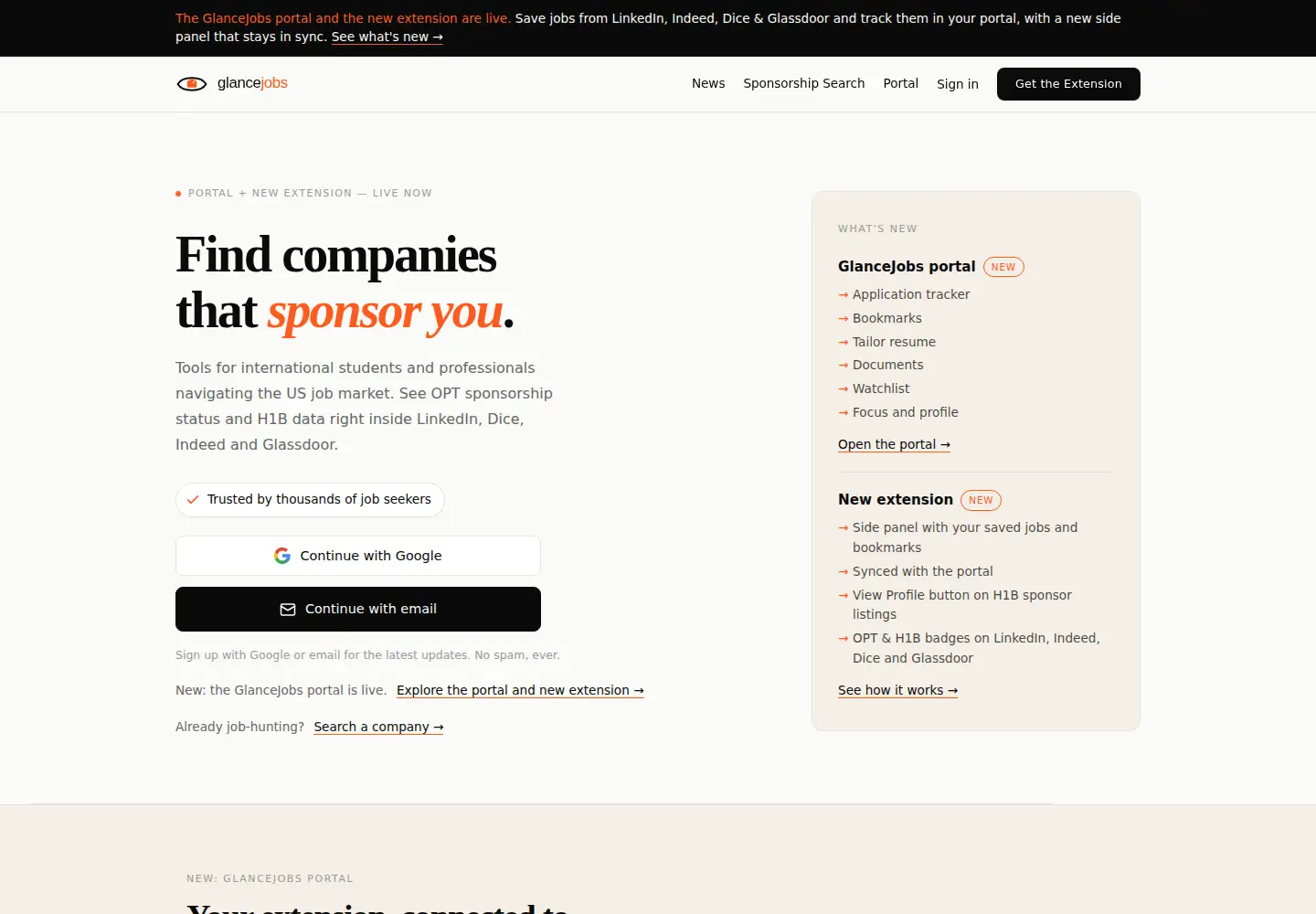 Screenshot of glancejobs.com
