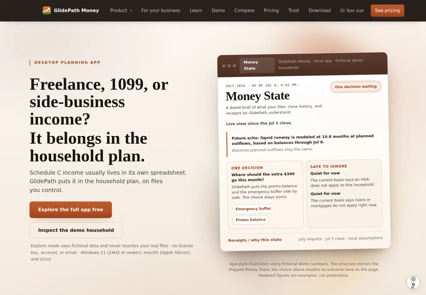 Captured homepage of glidepathmoney.com in the current scan