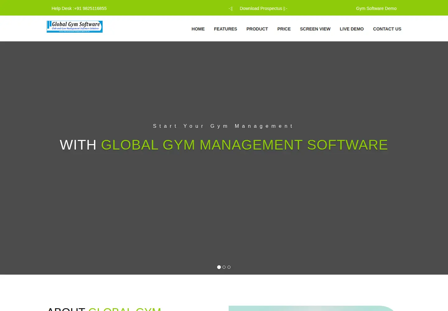 Captured homepage of globalgymsoftware.com in the current scan