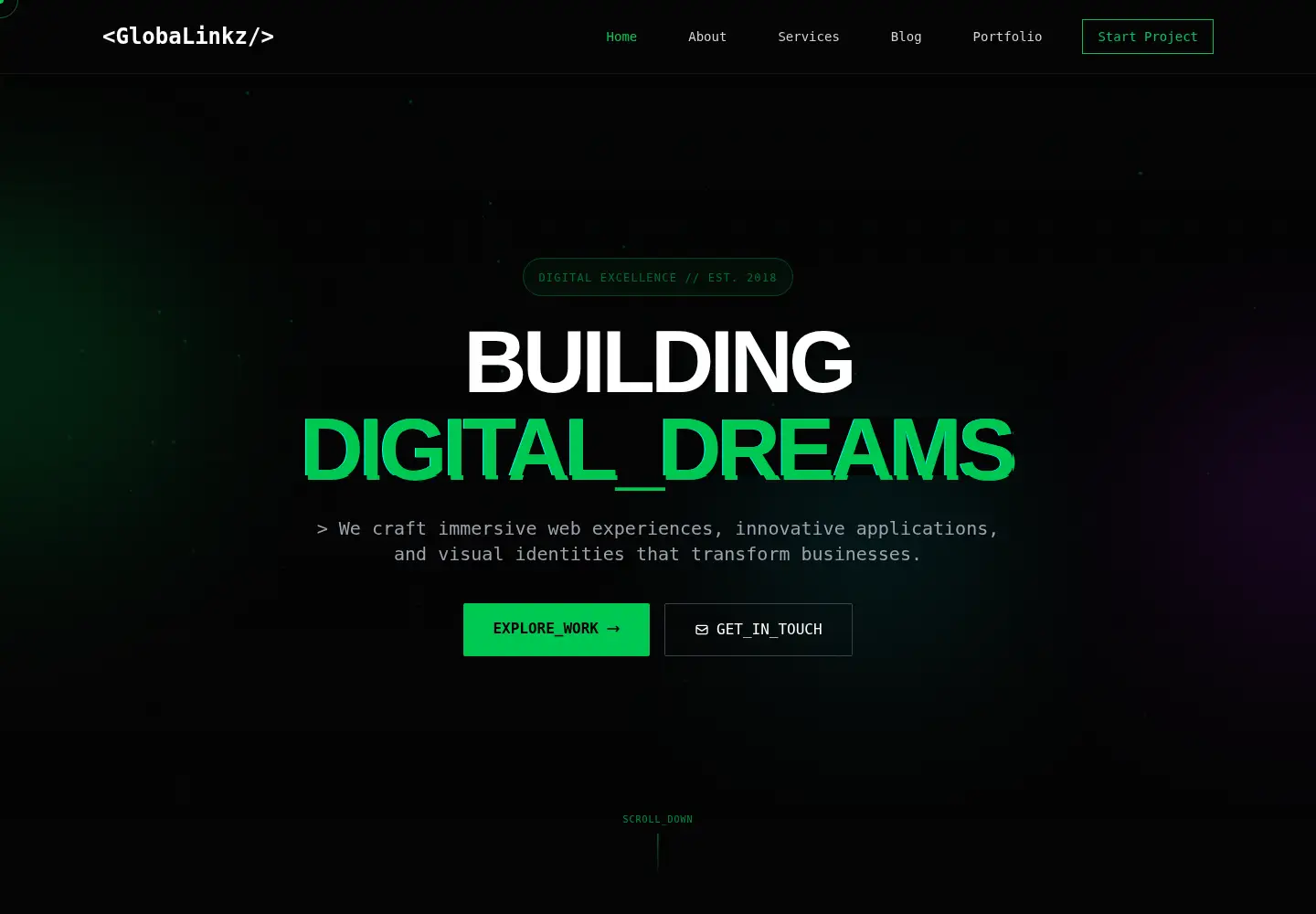 Captured homepage of globalinkz.com in the current scan