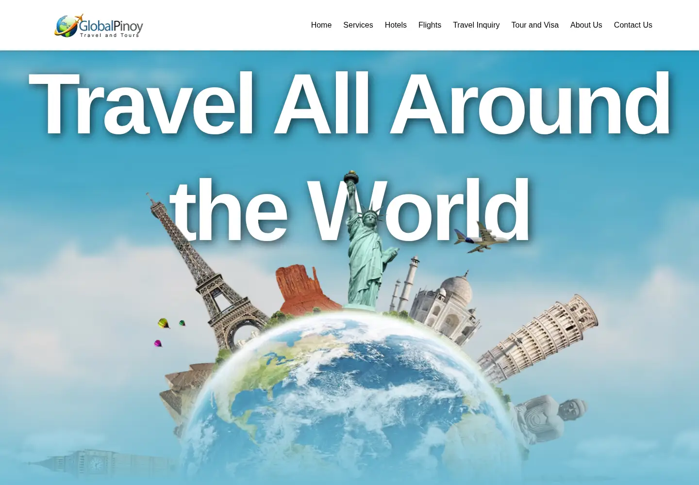 Captured homepage of globalpinoytravel.com in the current scan