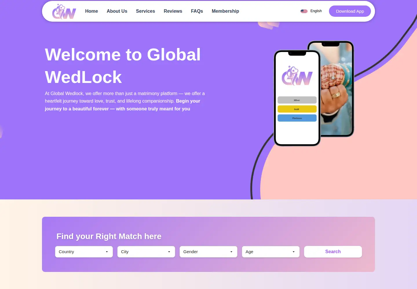Screenshot of globalwedlock.com
