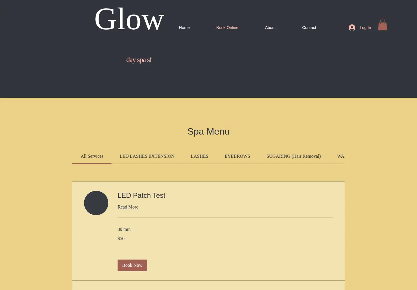 Captured homepage of glowdayspasf.com in the current scan