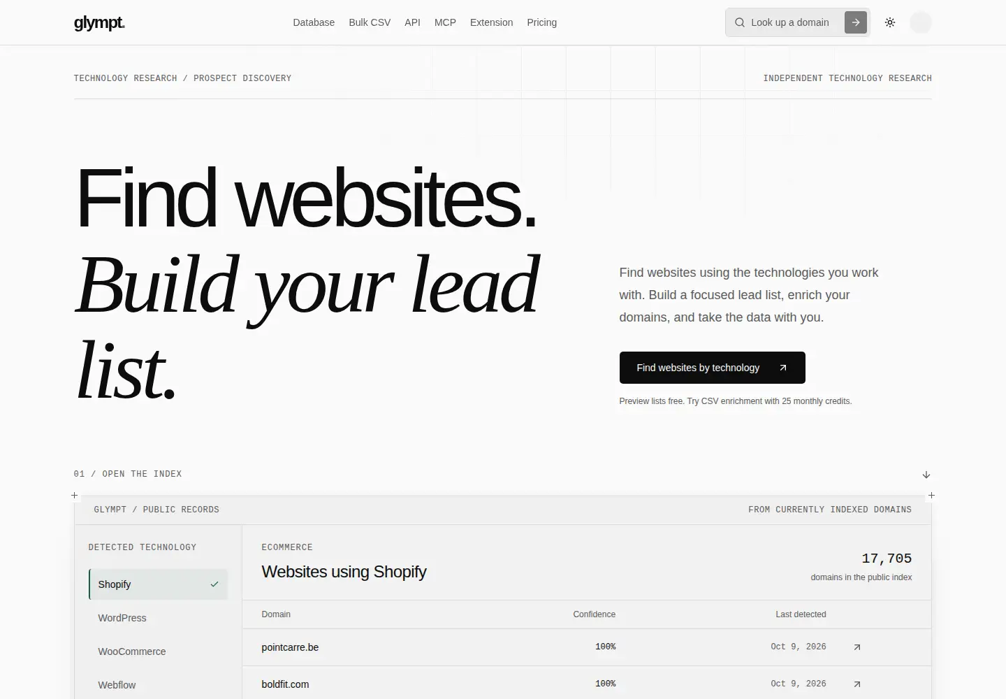 Captured homepage of glympt.com in the current scan