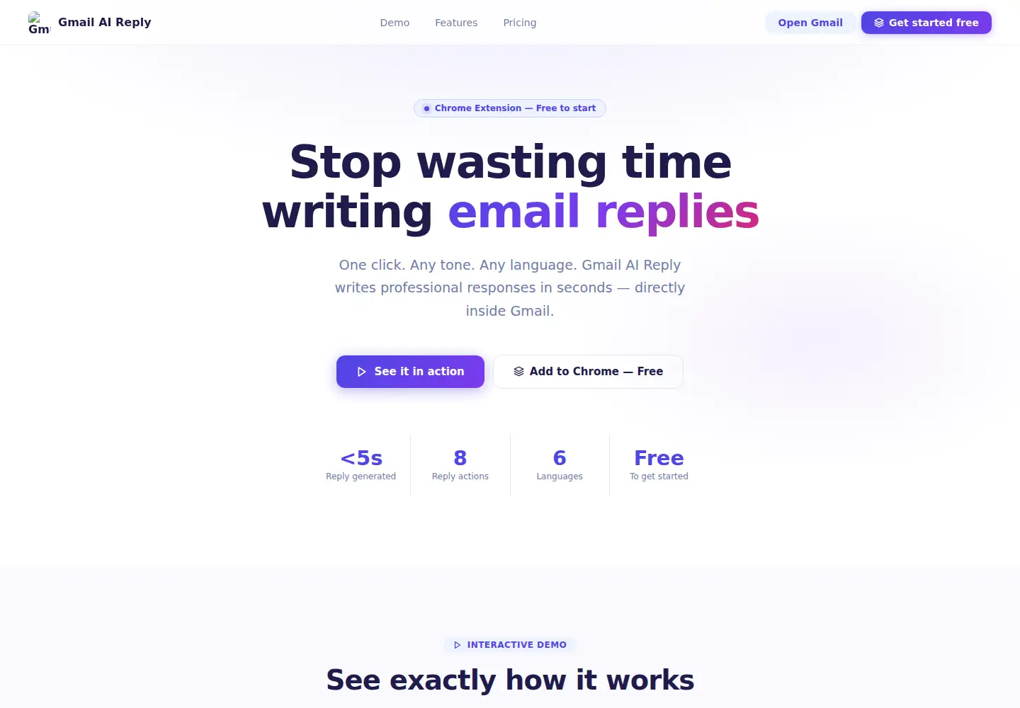 Captured homepage of gmailaireply.com in the current scan