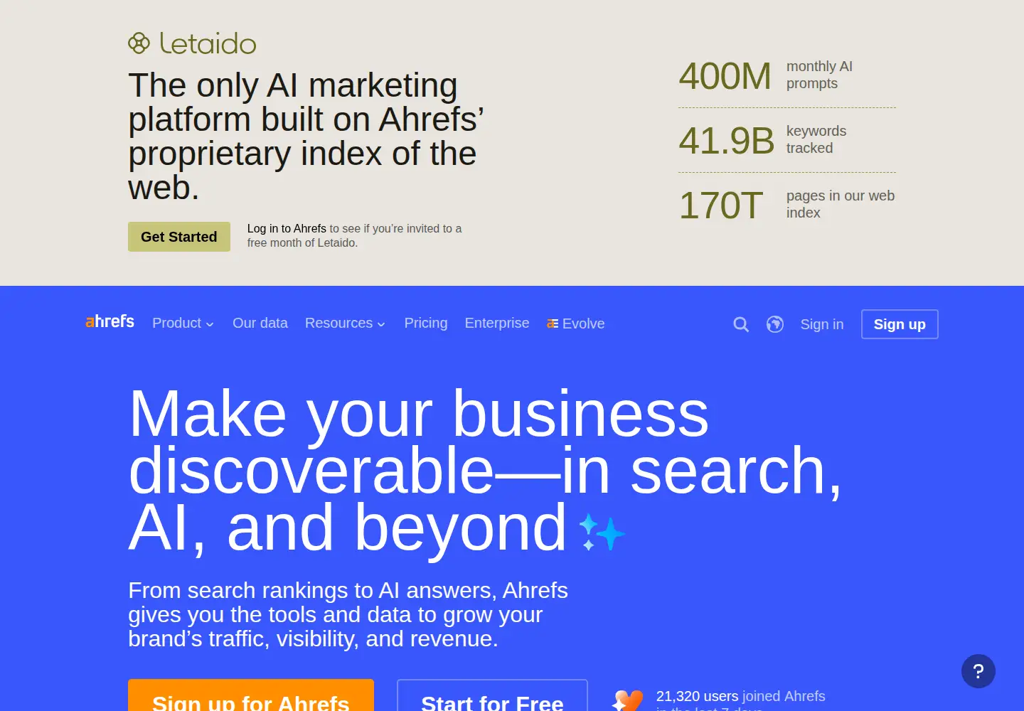 Screenshot of ahrefs.com