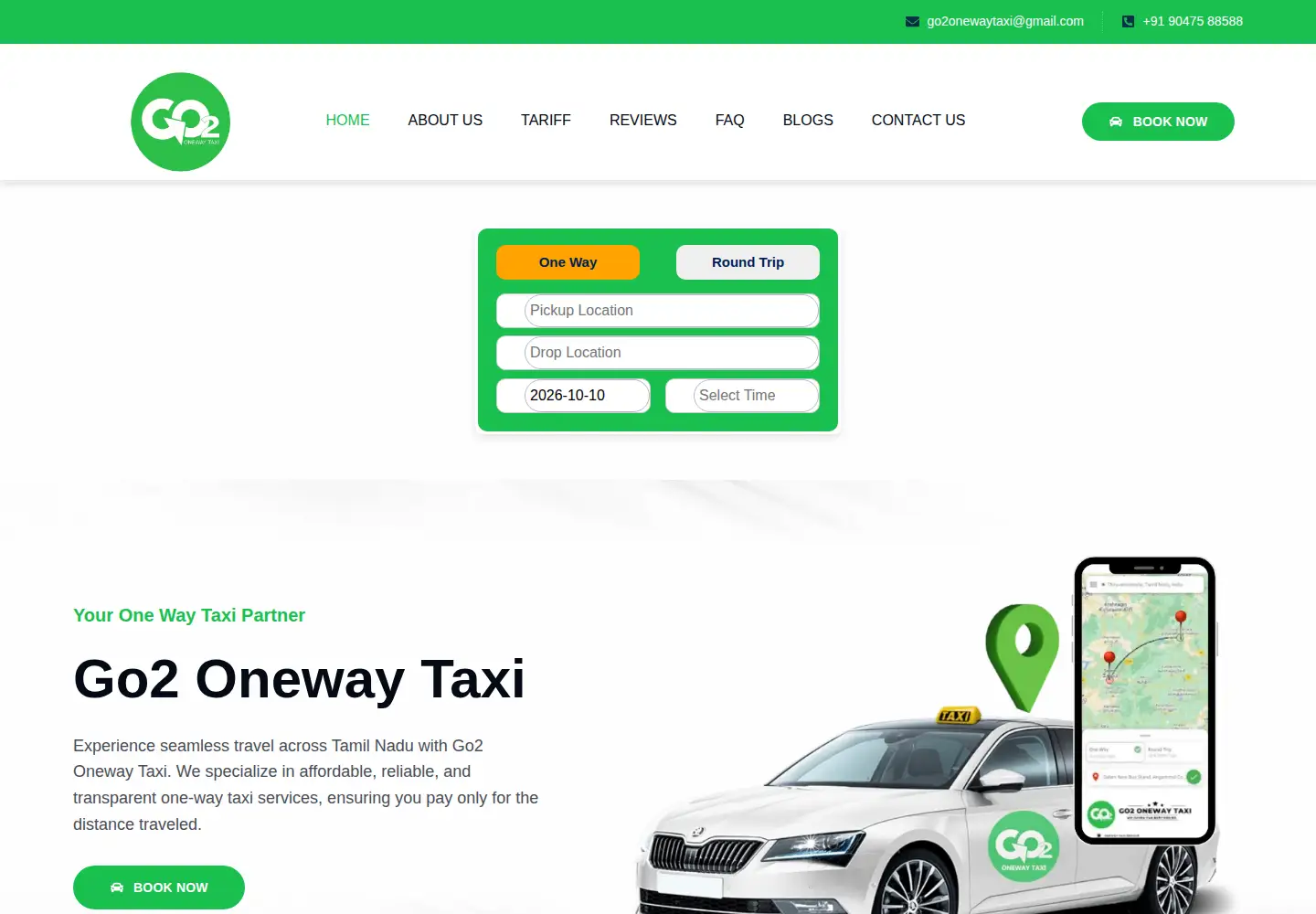Screenshot of go2onewaytaxi.com