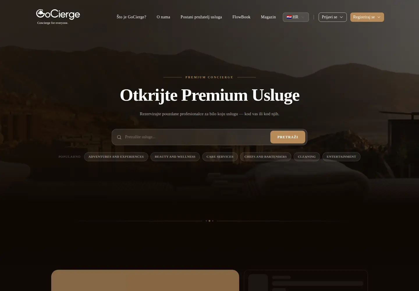 Captured homepage of gocierge.com in the current scan