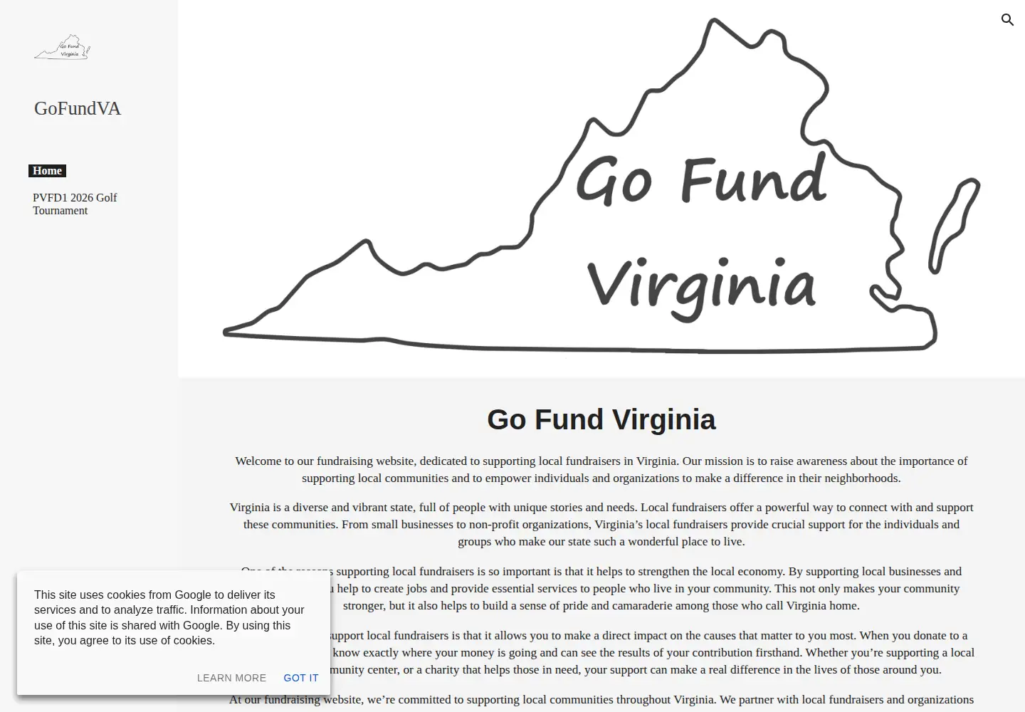 Captured homepage of gofundva.com in the current scan