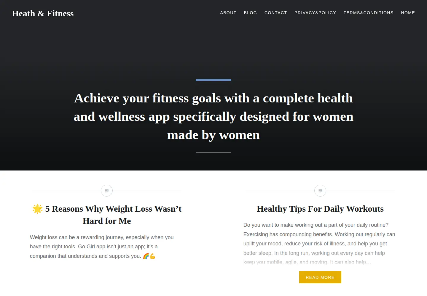 Captured homepage of gogirlsfit.com in the current scan