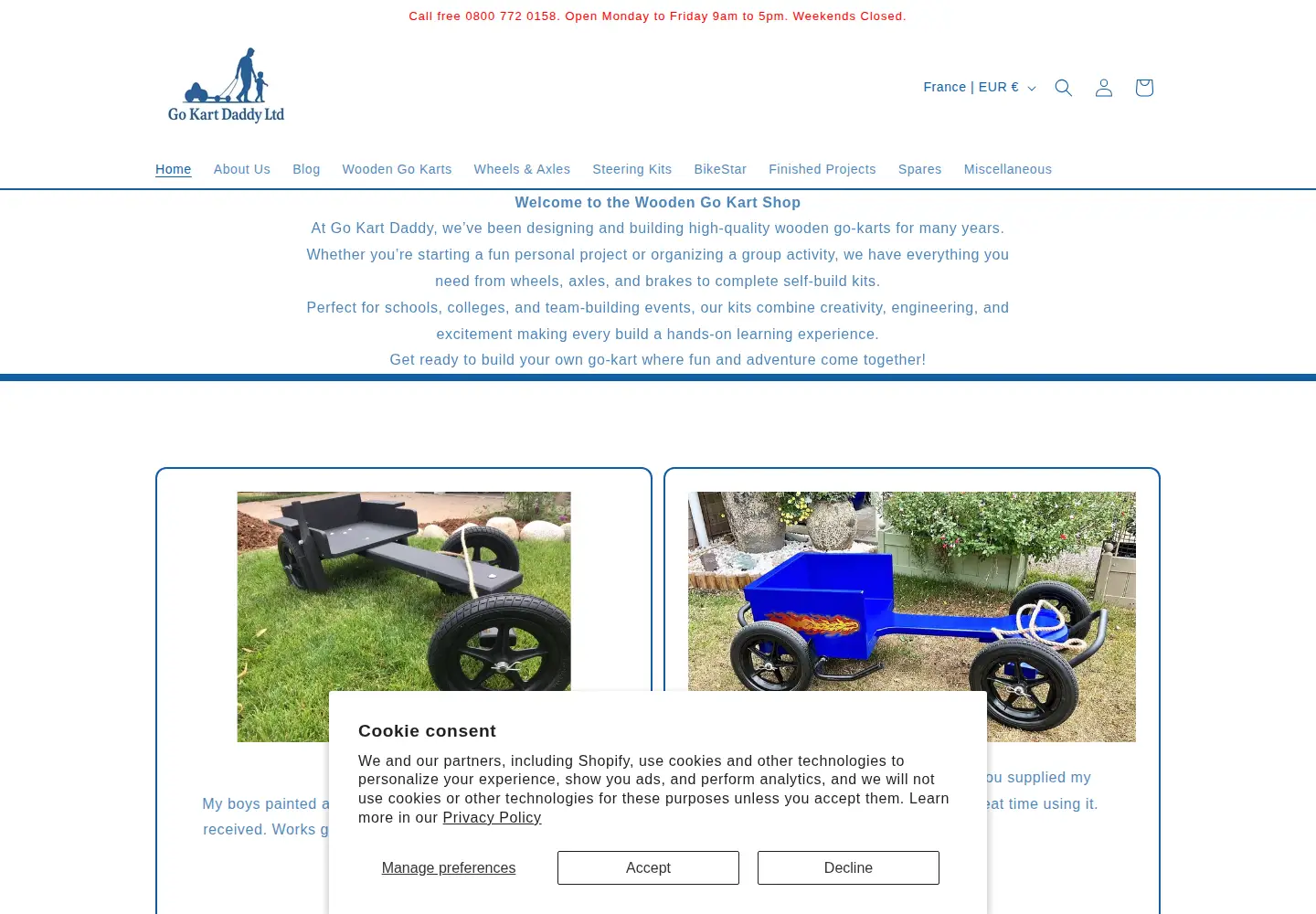 Captured homepage of gokartdaddy.com in the current scan