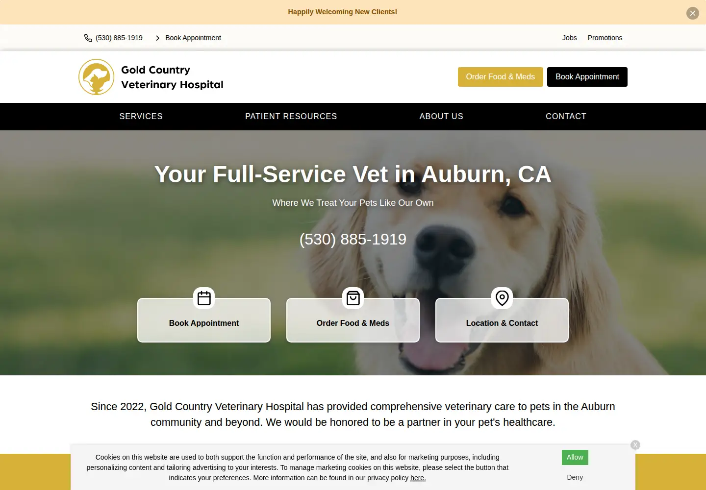 Screenshot of goldcountryvet.com