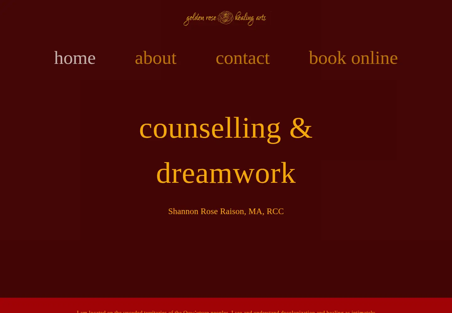 Screenshot of goldenrosehealingarts.com
