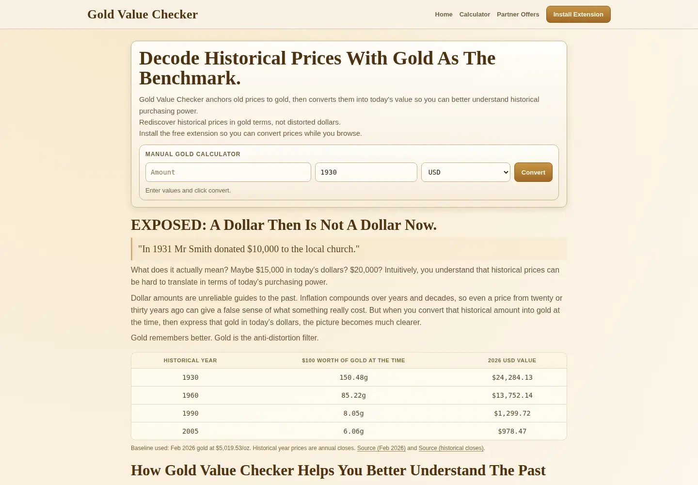 Captured homepage of goldvaluechecker.com in the current scan