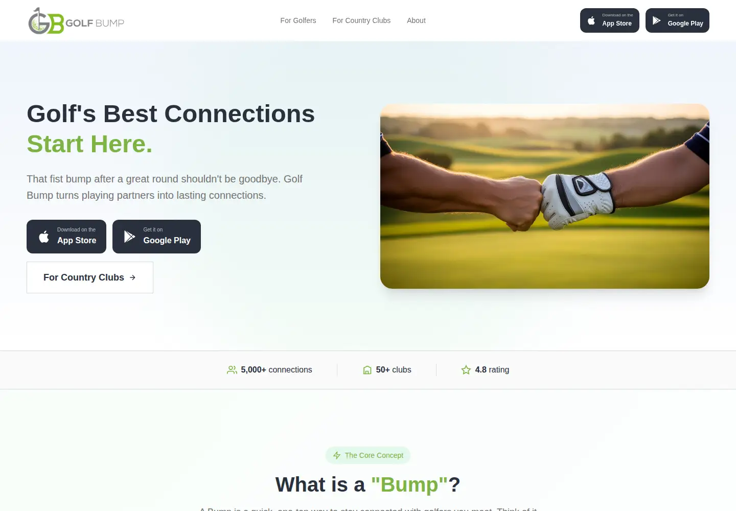 Captured homepage of golfbumpapp.com in the current scan