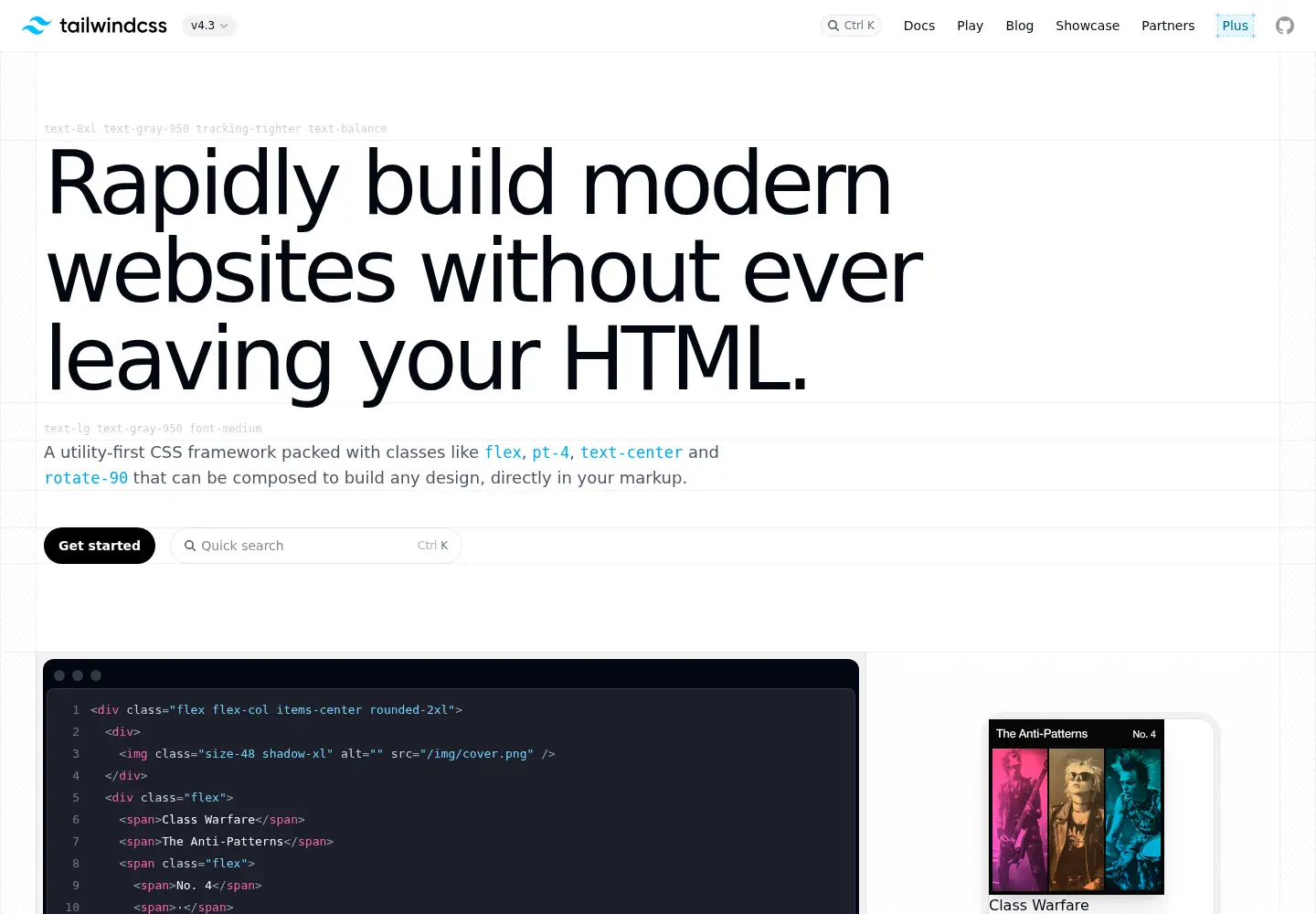 Screenshot of tailwindcss.com