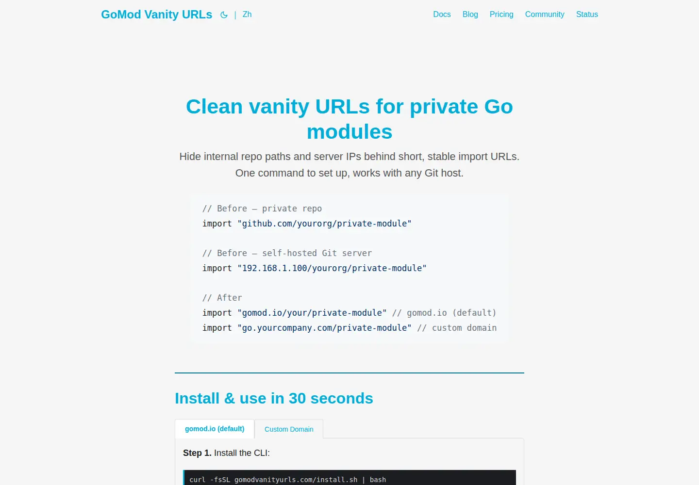 Screenshot of gomodvanityurls.com