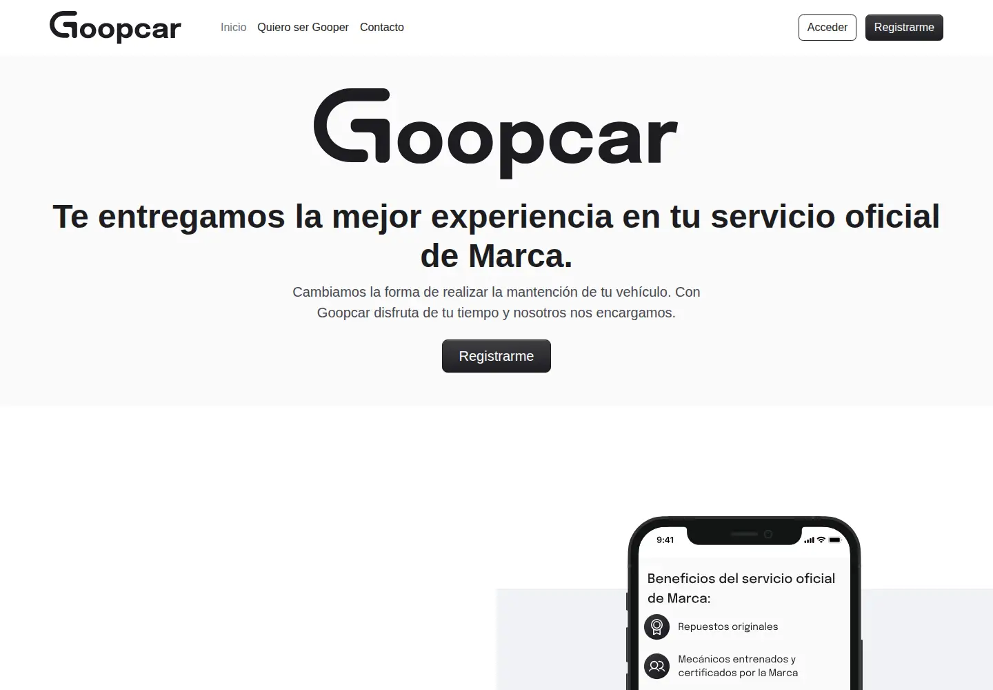 Screenshot of goopcar.com