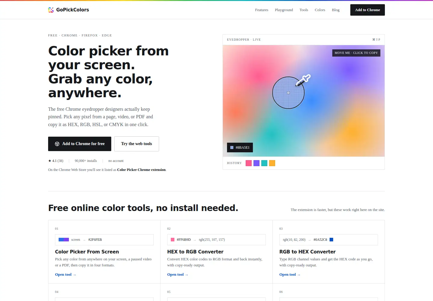 Screenshot of gopickcolors.com