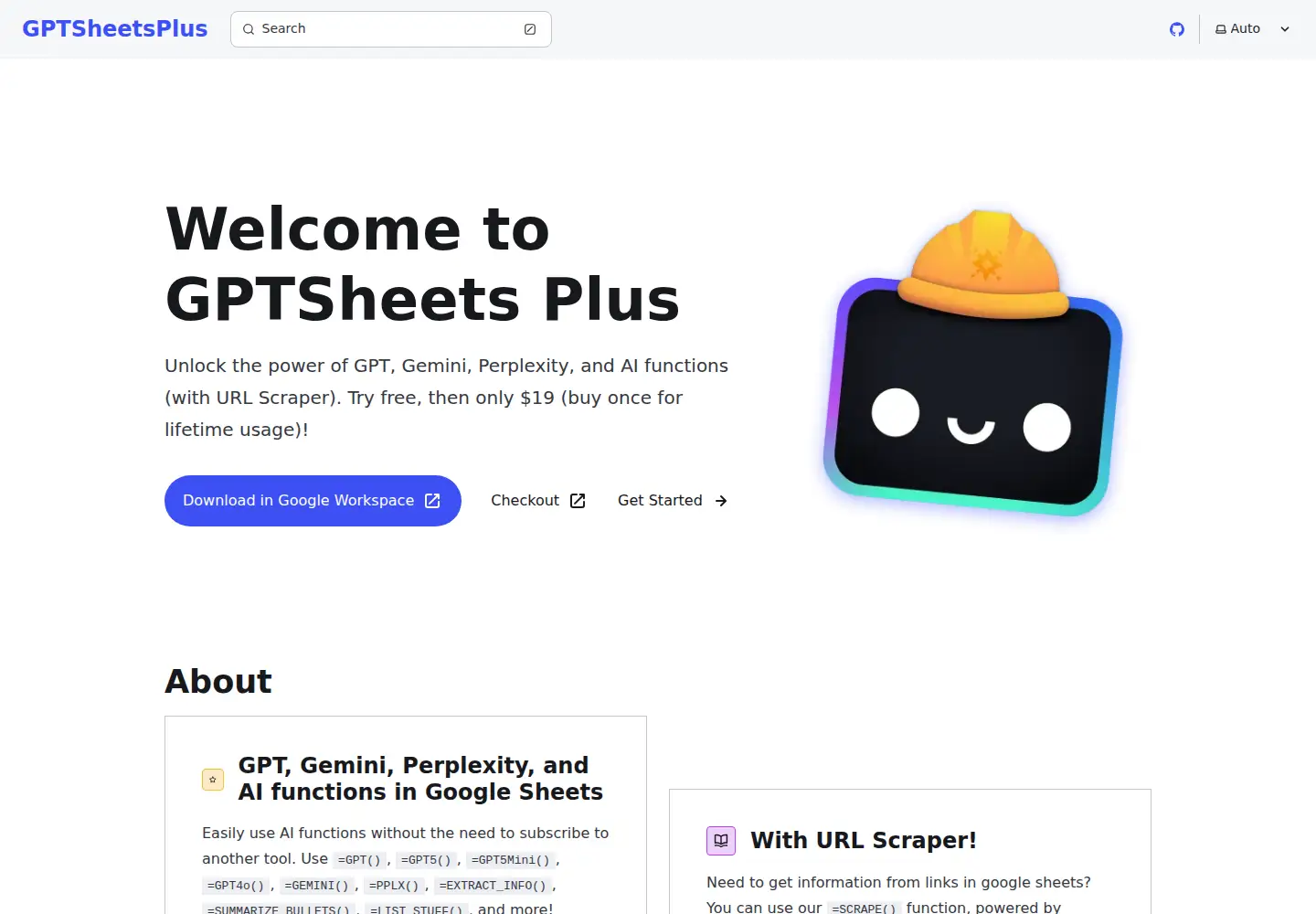 Screenshot of gptsheetsplus.com