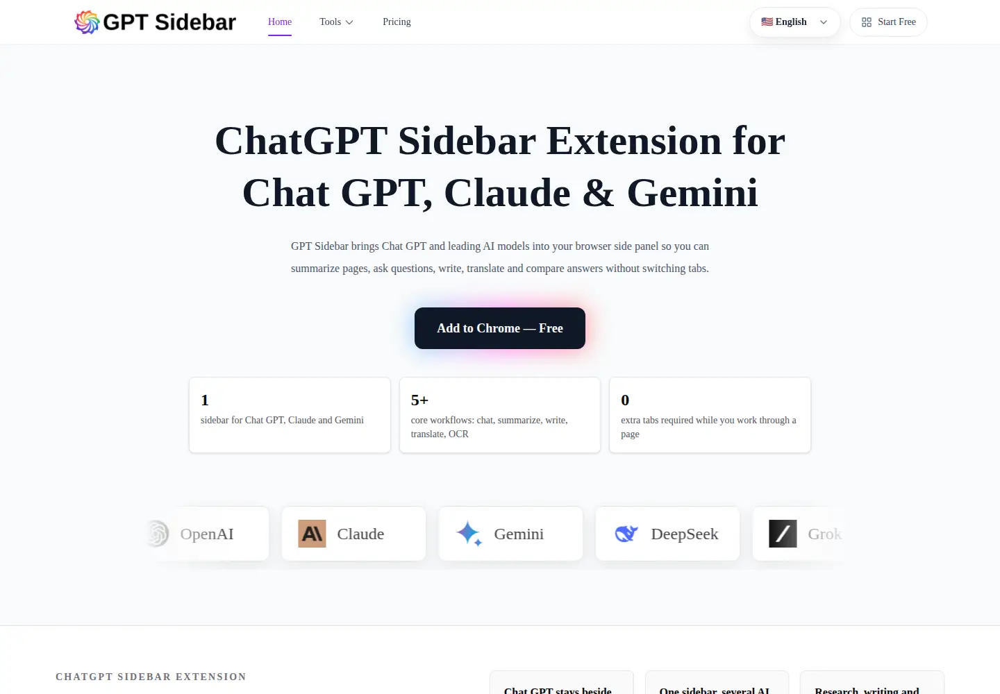Captured homepage of gptsidebar.com in the current scan