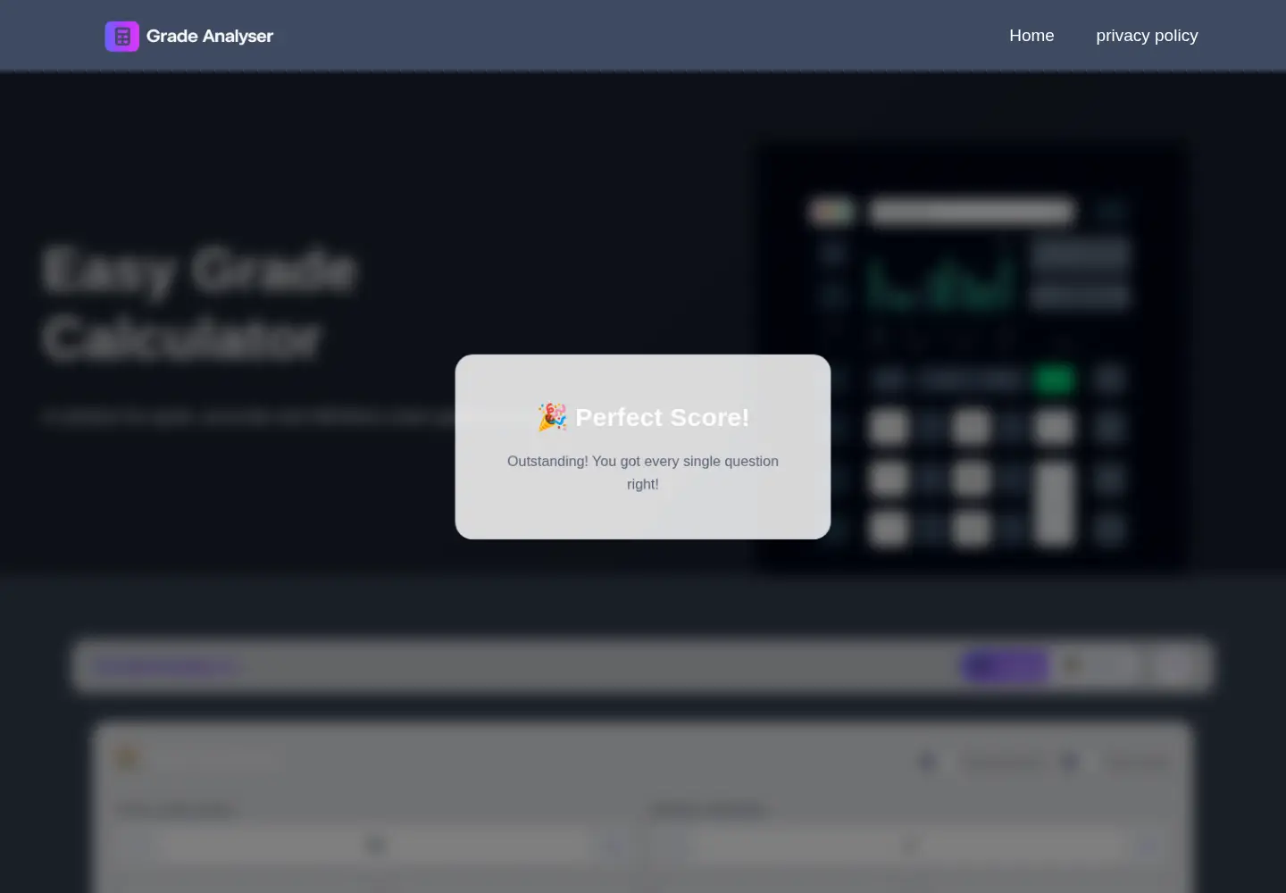 Captured homepage of gradeanalyser.com in the current scan