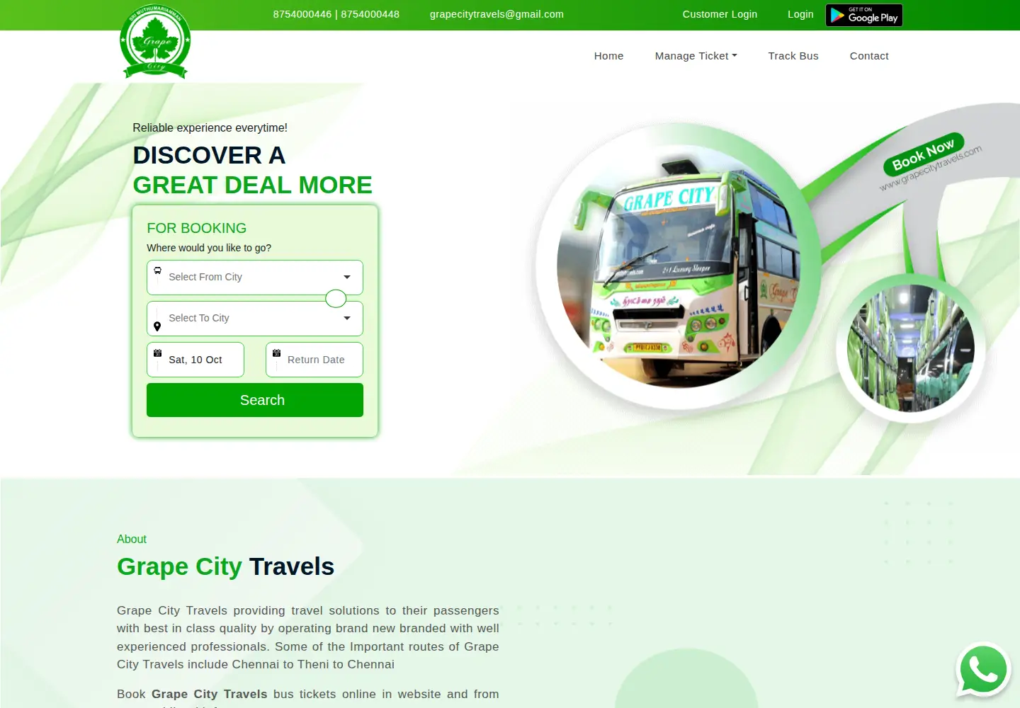 Screenshot of grapecitytravels.com