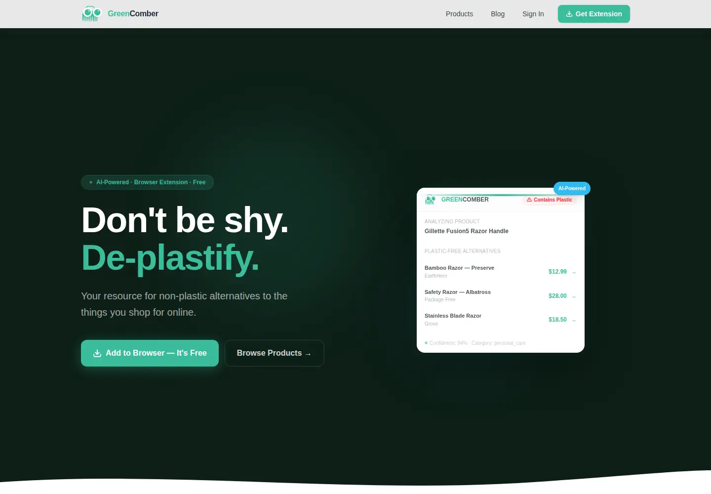 Screenshot of greencomber.com