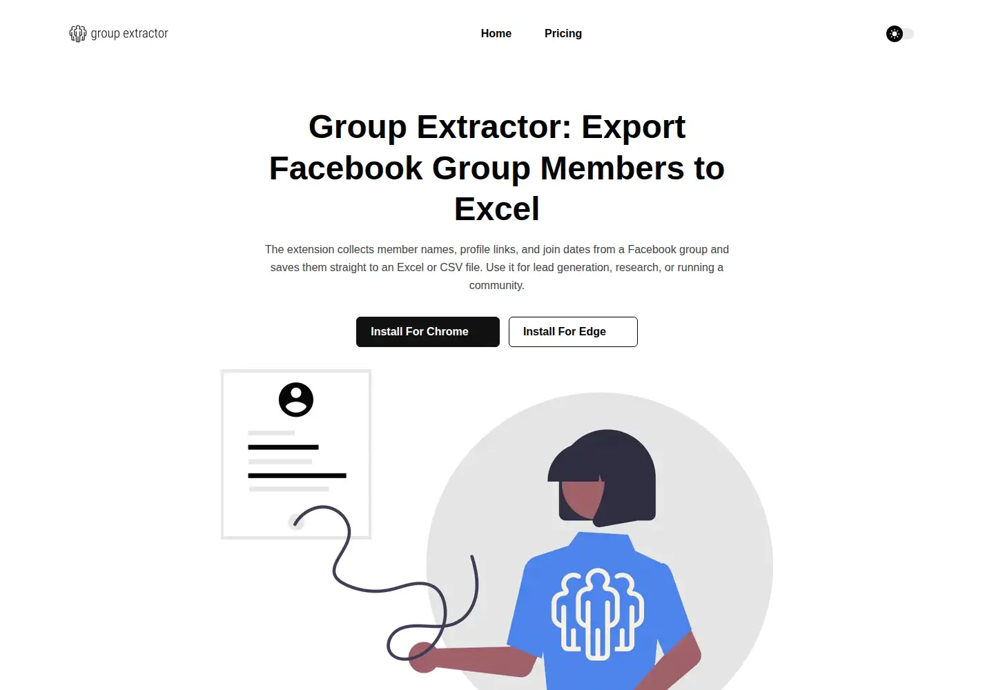 Captured homepage of group-extractor.com in the current scan
