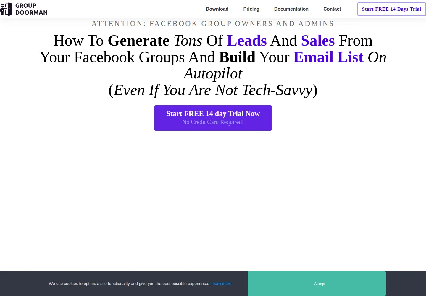 Screenshot of groupdoorman.com