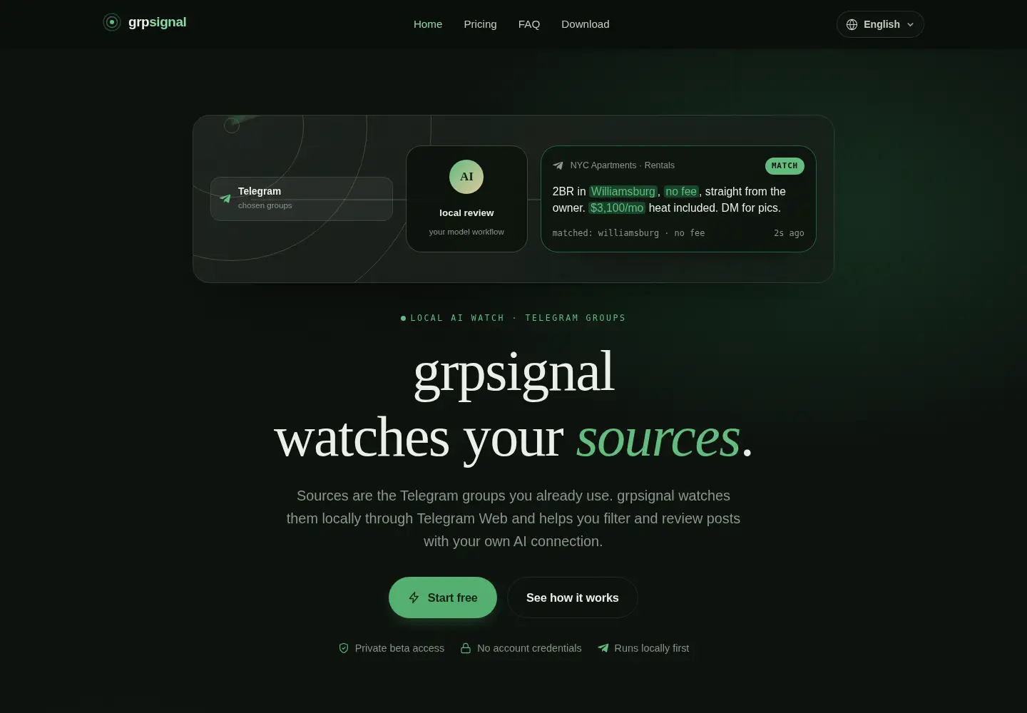 Captured homepage of grpsignal.com in the current scan