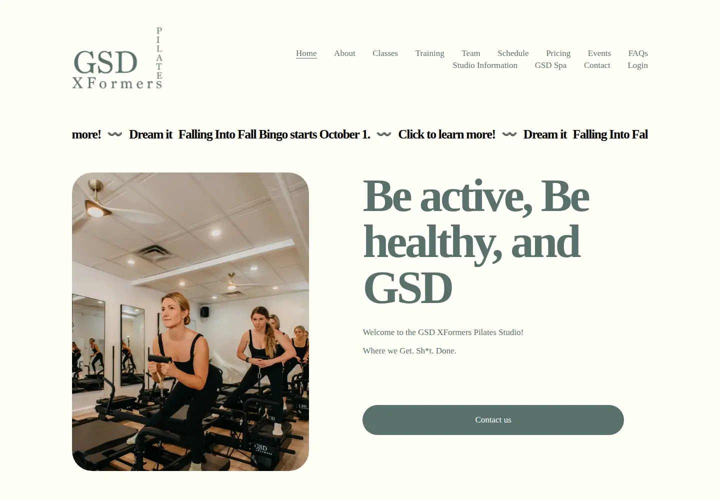 Captured homepage of gsdxformerspilates.com in the current scan
