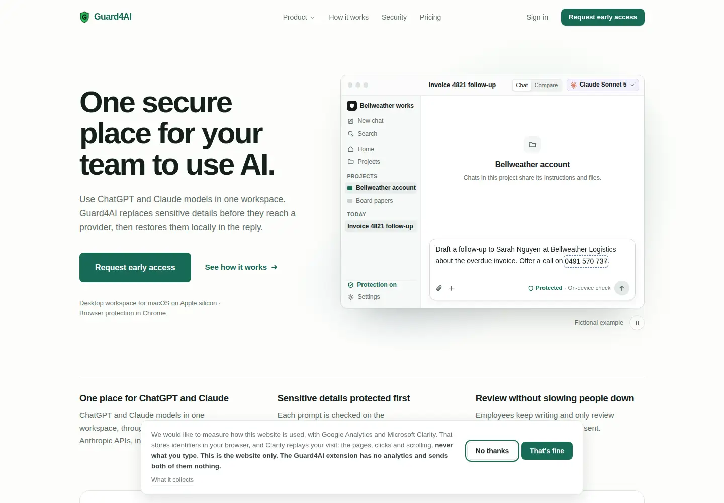 Captured homepage of guard4ai.com in the current scan