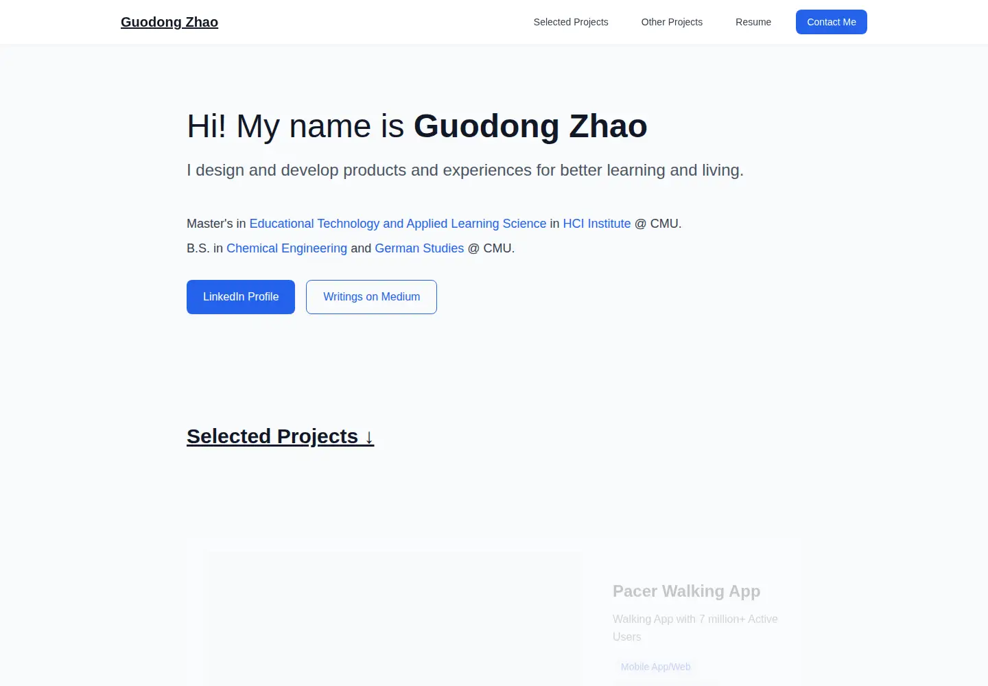 Screenshot of guodong-zhao.com