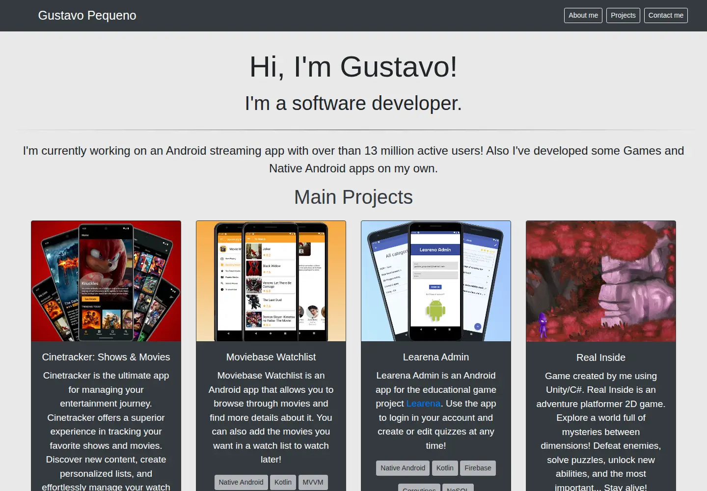 Screenshot of gustavopequeno.com
