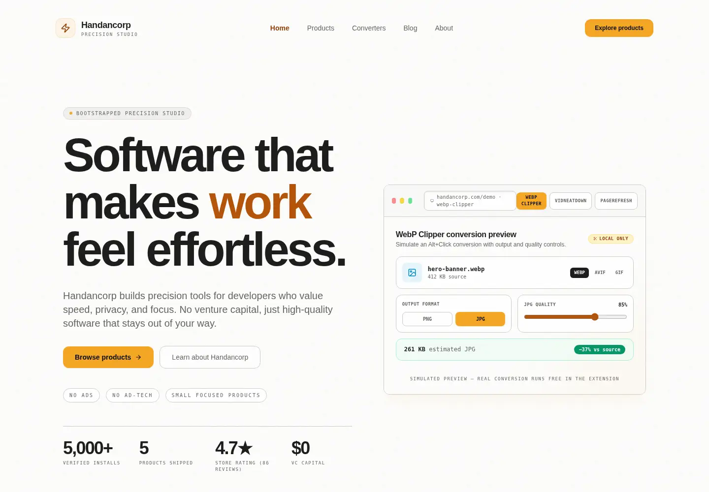 Captured homepage of handancorp.com in the current scan