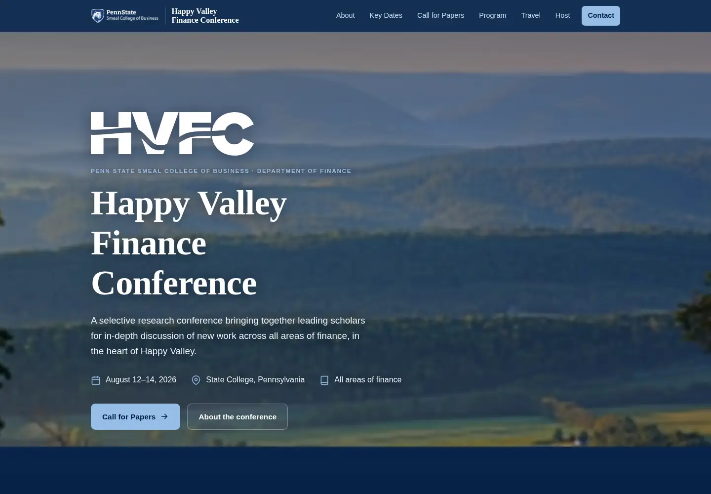 Captured homepage of happyvalleyfinanceconference.com in the current scan