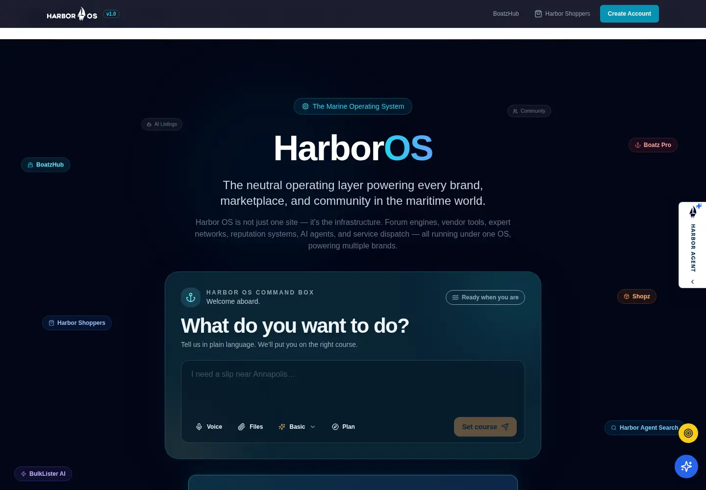 Captured homepage of harbor-os.com in the current scan