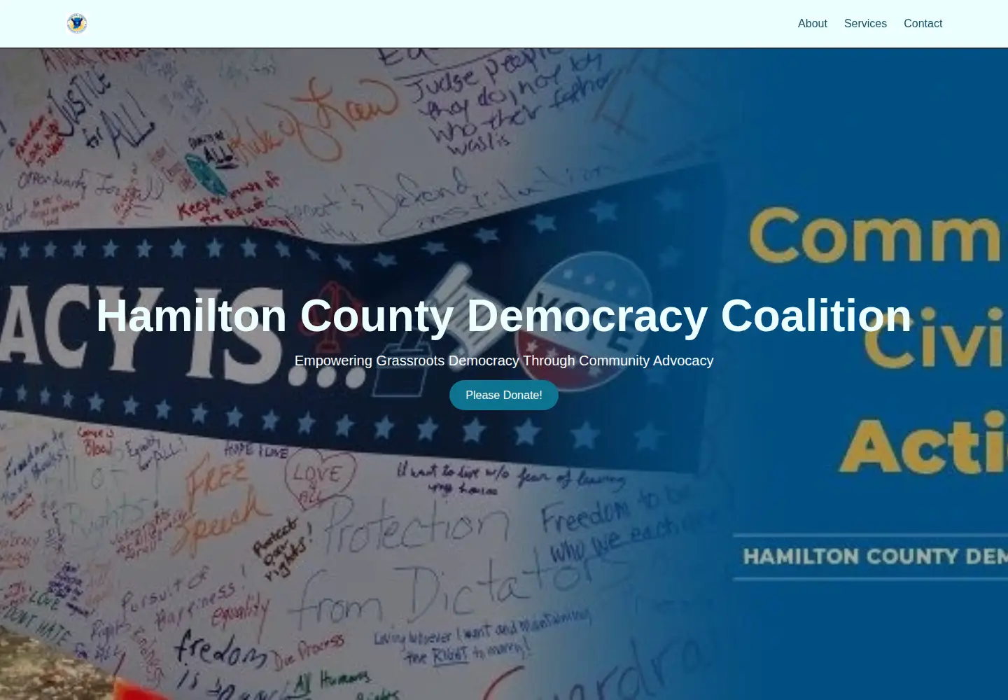 Captured homepage of hcdemocracycoalition.com in the current scan