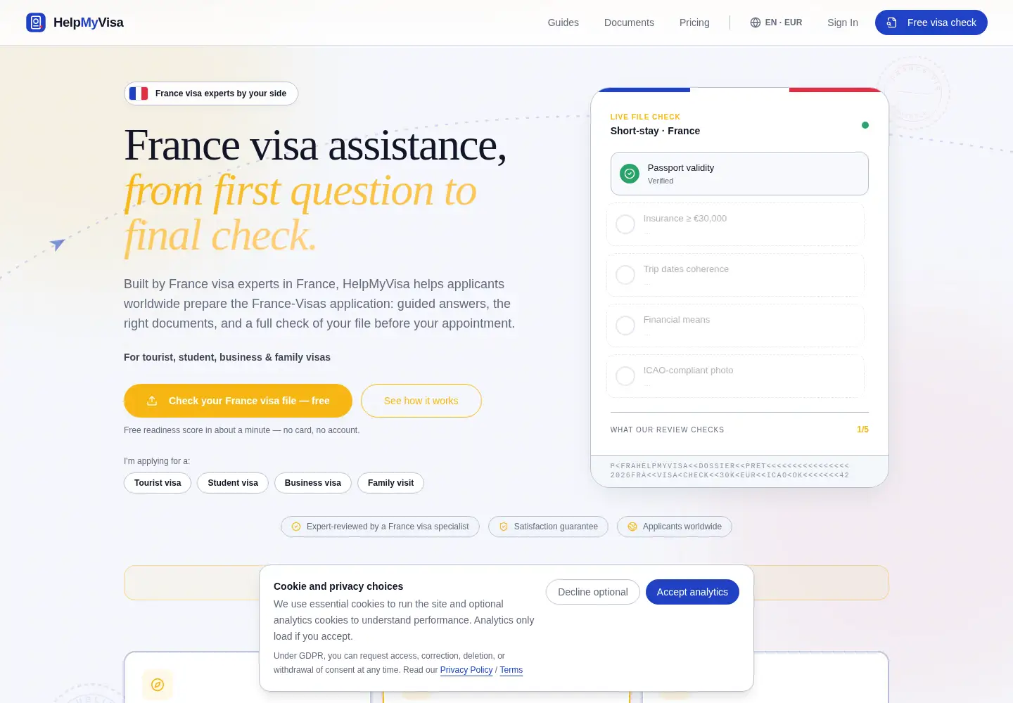 Screenshot of helpmyvisa.com