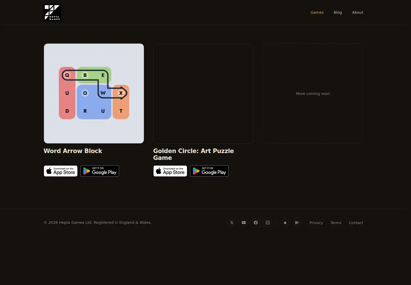 Screenshot of heptagames.com