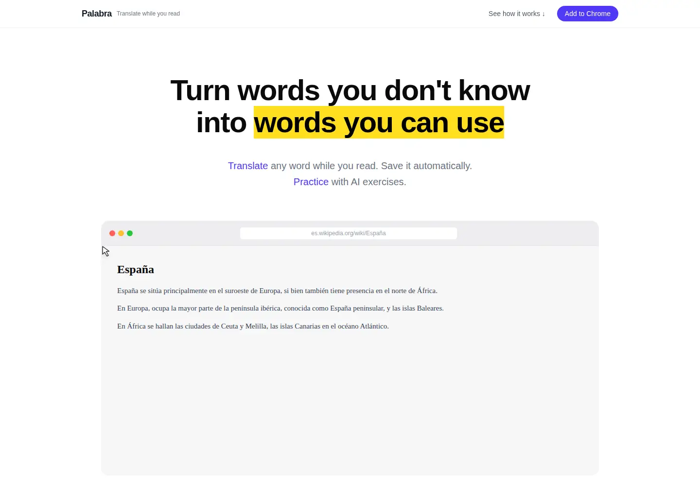 Screenshot of heypalabra.com