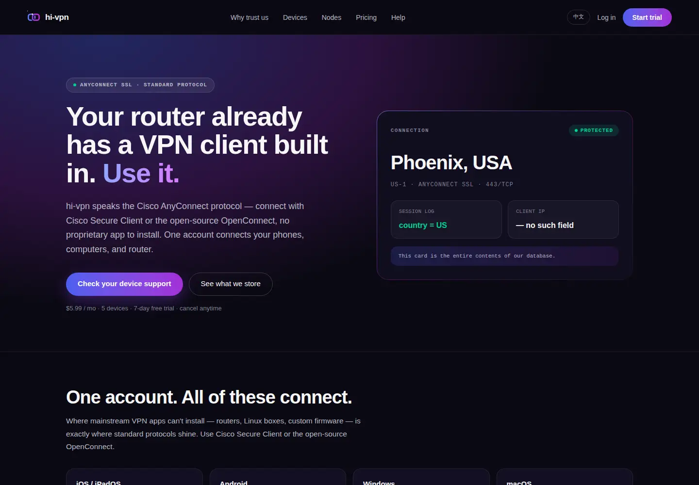 Screenshot of hi-vpn.com