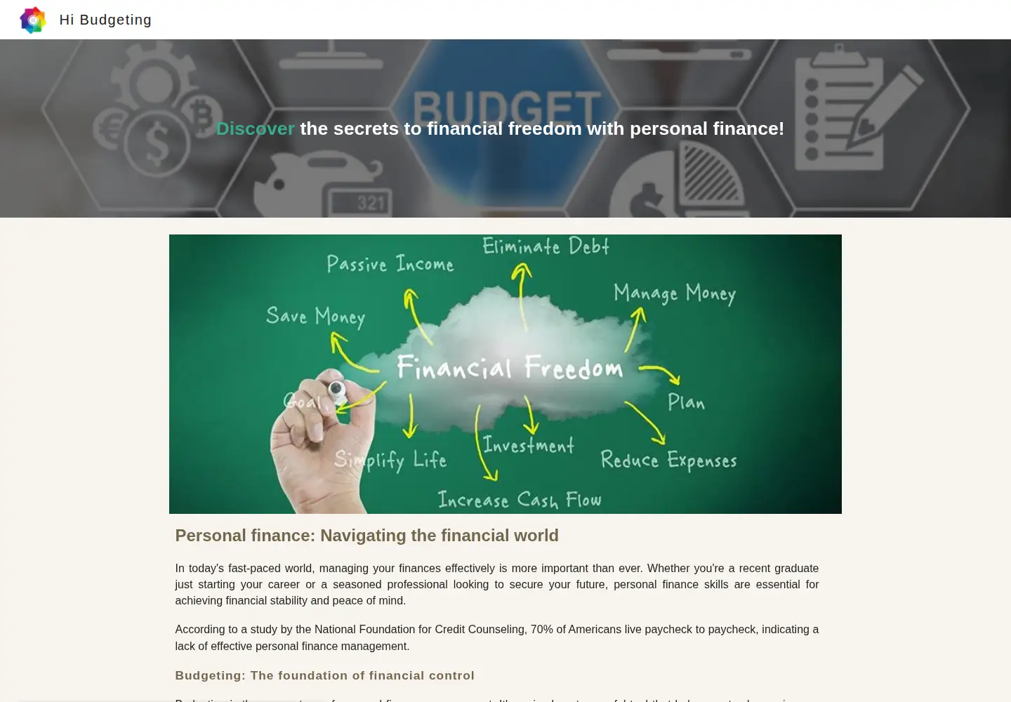 Screenshot of hibudgeting.com