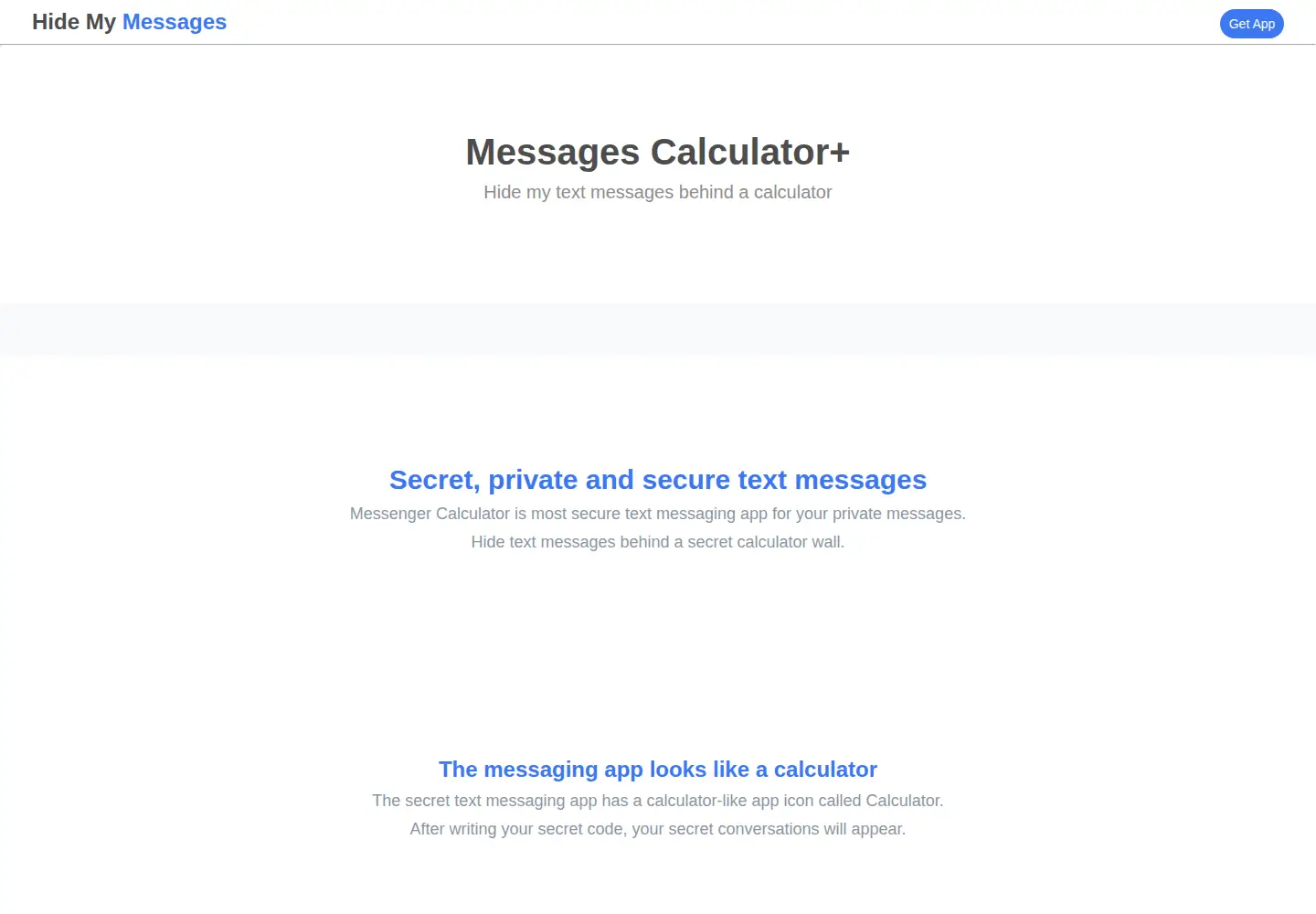 Screenshot of hidemymessages.com
